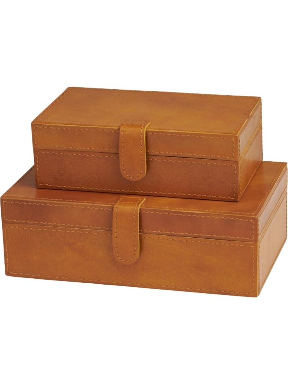 Stylish Leather Storage Boxes Set of 2 - 10" & 8" Brown Decorative Organizers